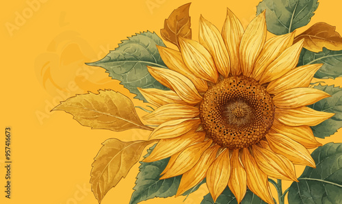 A linear vector of a sunflower.