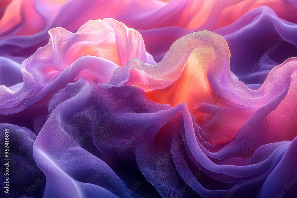 Layers of translucent pinks and purples overlap, creating a dreamy, ethereal effect. Concept of mystical allure. Generative Ai. Layers of translucent pinks and purples overlap, creating a dreamy, ethereal effect. Concept of mystical allure. Generative Ai.