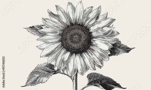 A linear vector of a sunflower.