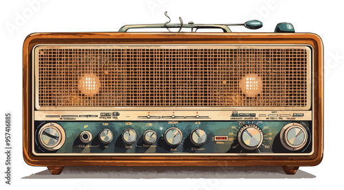 An isolated vector of a vintage radio.