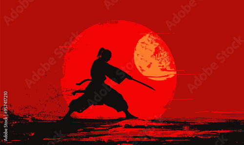A silhouette vector of a person practicing martial arts.