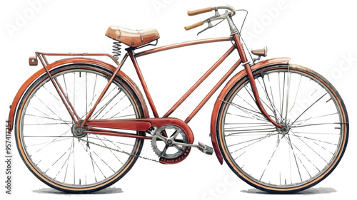 An isolated vector of a vintage bicycle.