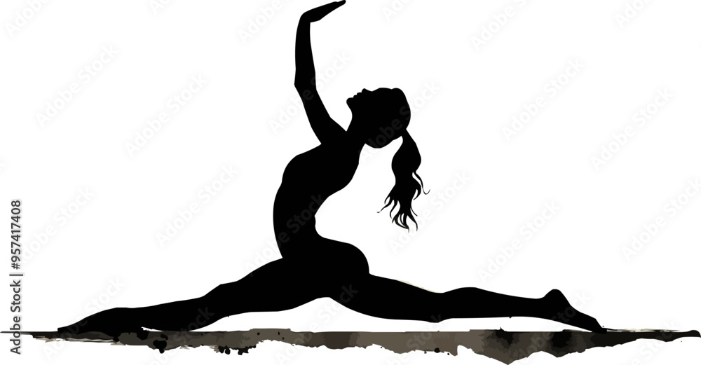 Fototapeta premium A silhouette vector of a person doing yoga.