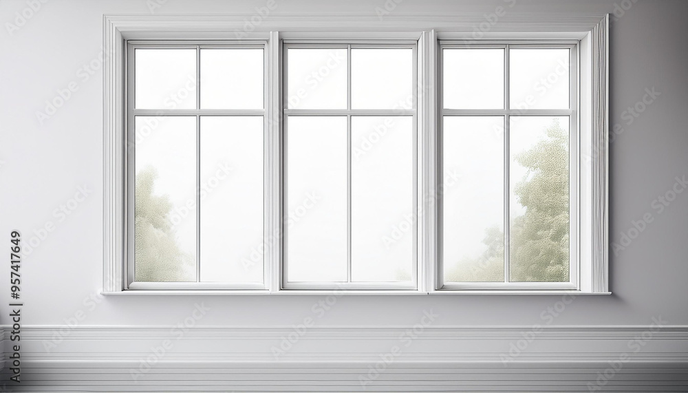 Fototapeta premium White Window Frame in a White Wall