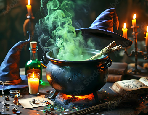 Wallpaper Mural A black cauldron with a magic potion Torontodigital.ca