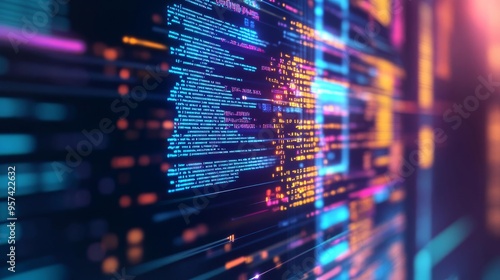 Wallpaper Mural High-tech coding performance, hologram interface, futuristic digital environment Torontodigital.ca