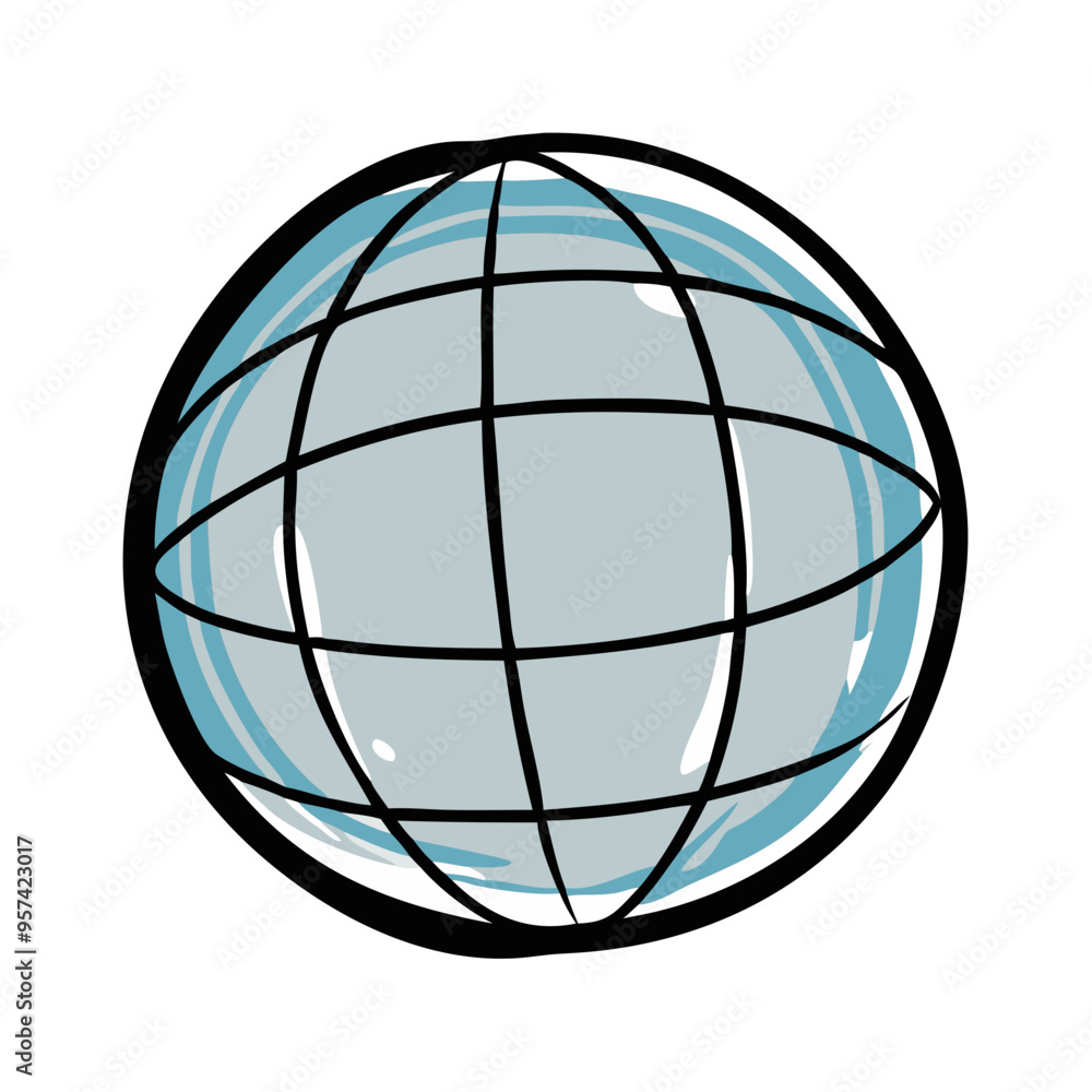 Stylized blue globe with grid lines representing Earth, travel, and global connectivity Stylized blue globe with grid lines representing Earth, travel, and global connectivity