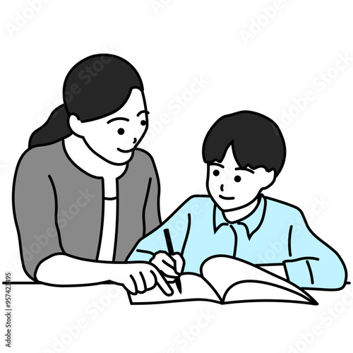 家庭教師/塾　勉強する男の子