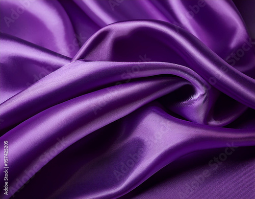 Vibrant Purple Satin Silk Fabric Texture Luxurious Abstract Background Design