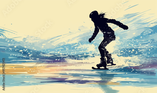 A silhouette vector of a person ice skating.