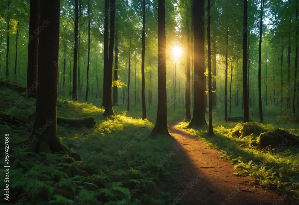 Fototapeta premium Sunlit forest pathway