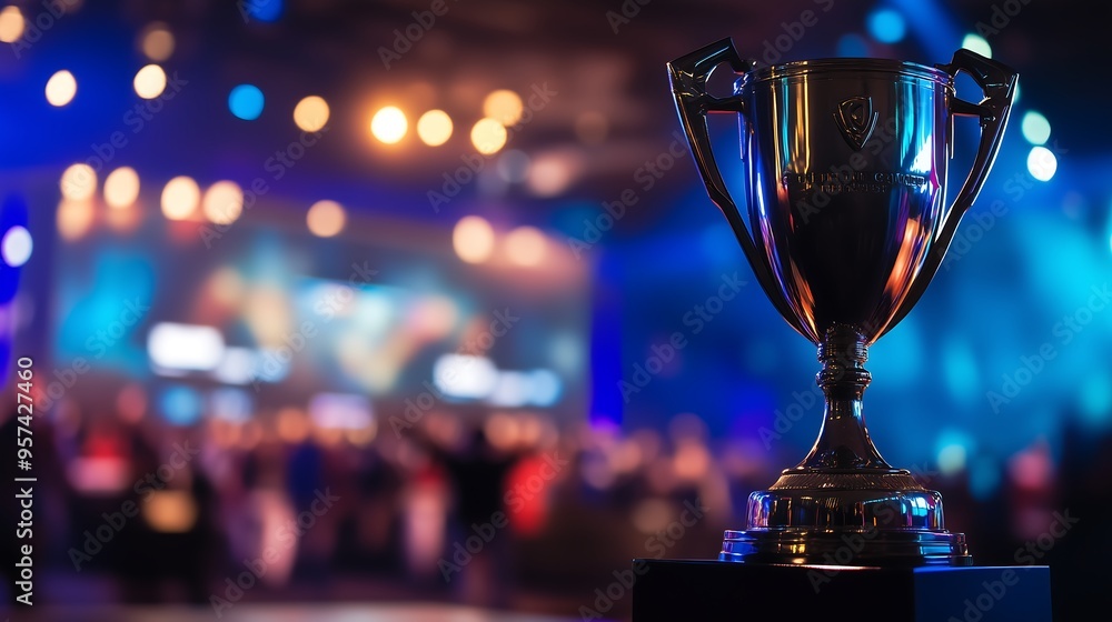 trophy with bokeh background lights trophy with bokeh background lights