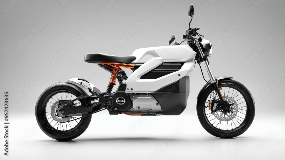 Obraz premium White and Black Motorcycle on White Background