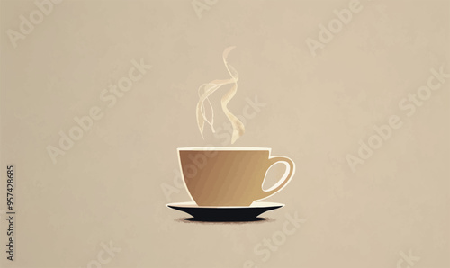 A minimalist vector of a steaming coffee cup.