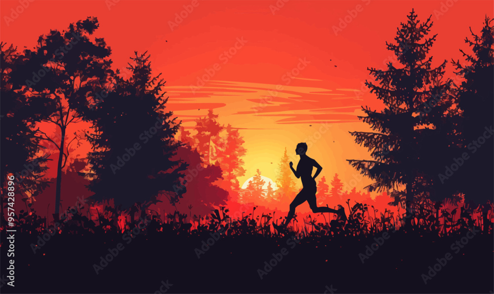 A silhouette vector of a person running. A silhouette vector of a person running.