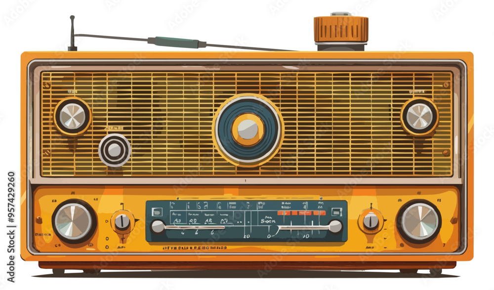 Fototapeta premium An isolated vector of a retro radio.
