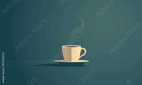 A minimalist vector of a steaming coffee cup.