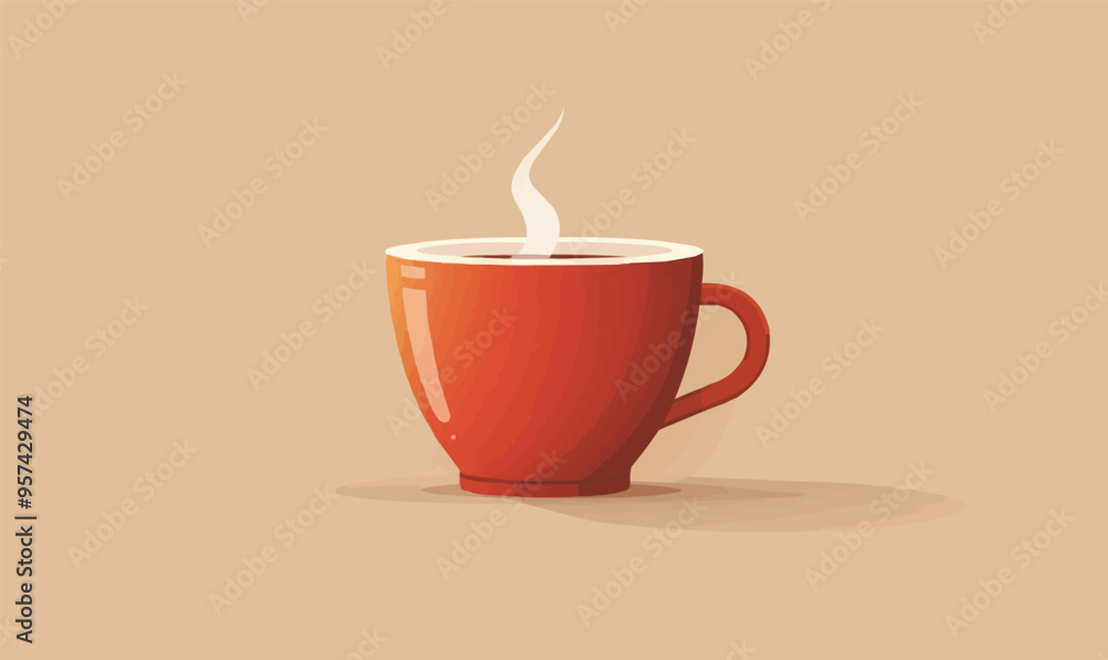 Fototapeta premium A minimalist vector of a steaming coffee cup.
