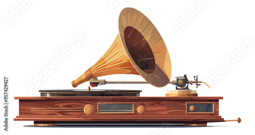 An isolated vector of a classic gramophone.