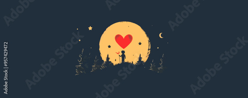 simple vector logo for a children's camp on the theme: not afraid to love