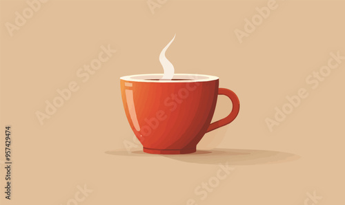 A minimalist vector of a steaming coffee cup.
