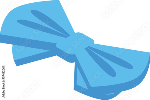 This isometric vector shows a blue bow tie, often worn by men in formal settings