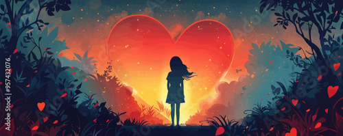 simple vector logo for a children's camp on the theme: love is not afraid
