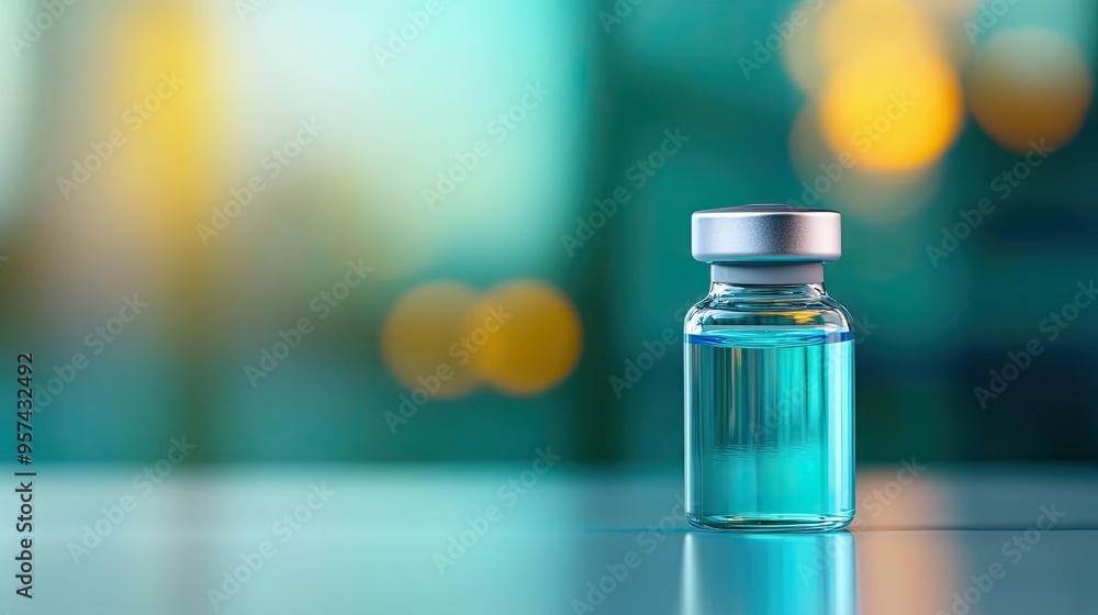 Serenity in Medicine - Close-up of Vaccine Vial on Clinic Table with Soft Muted Colors and Ethereal Ambiance Serenity in Medicine - Close-up of Vaccine Vial on Clinic Table with Soft Muted Colors and Ethereal Ambiance
