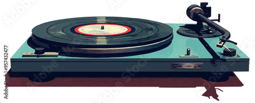 An isolated vector of a record player.