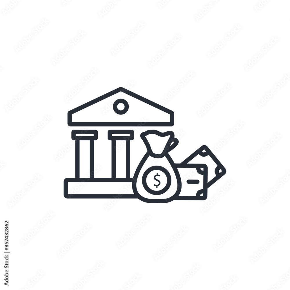 Bank icon. vector.Editable stroke.linear style sign for use web design,logo.Symbol illustration. Bank icon. vector.Editable stroke.linear style sign for use web design,logo.Symbol illustration.