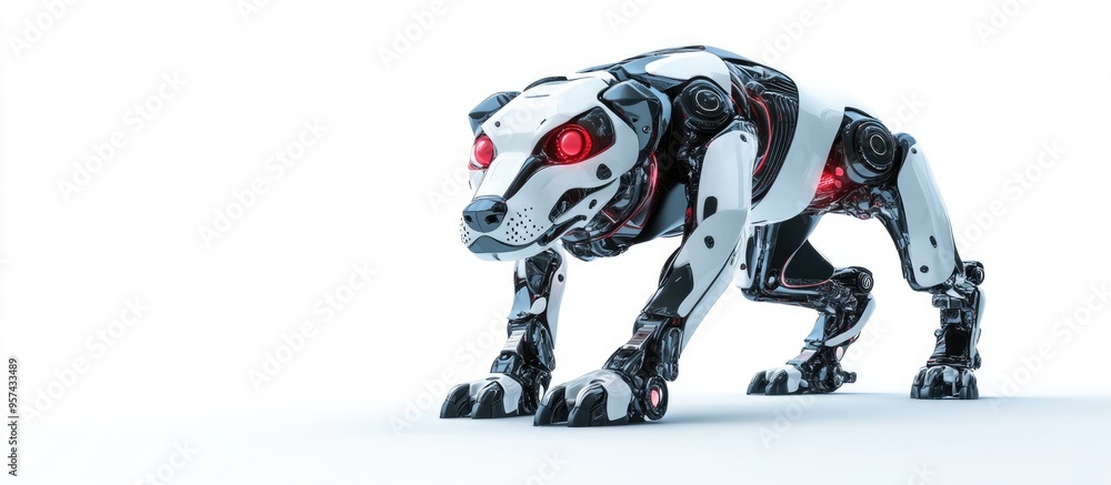 3D illustration of a robotic dog on a white background 3D illustration of a robotic dog on a white background