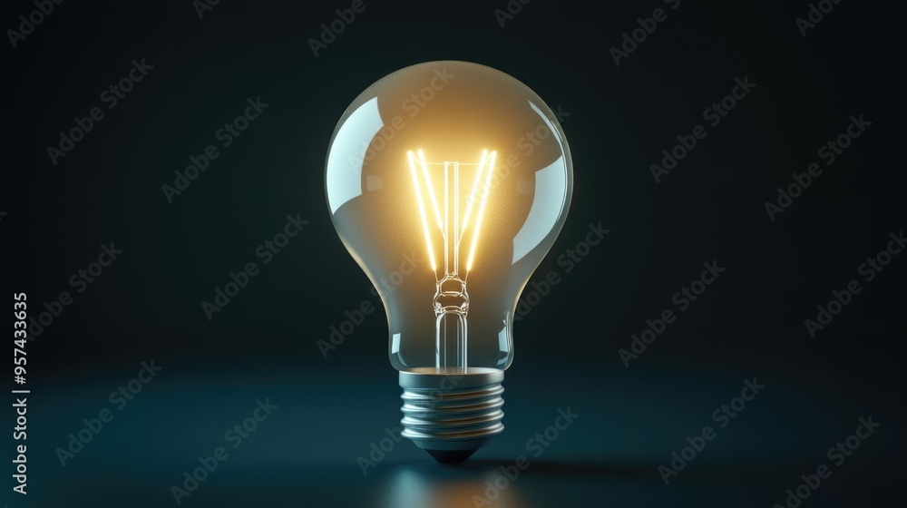 3D illustration of a light bulb against a dark backdrop 3D illustration of a light bulb against a dark backdrop