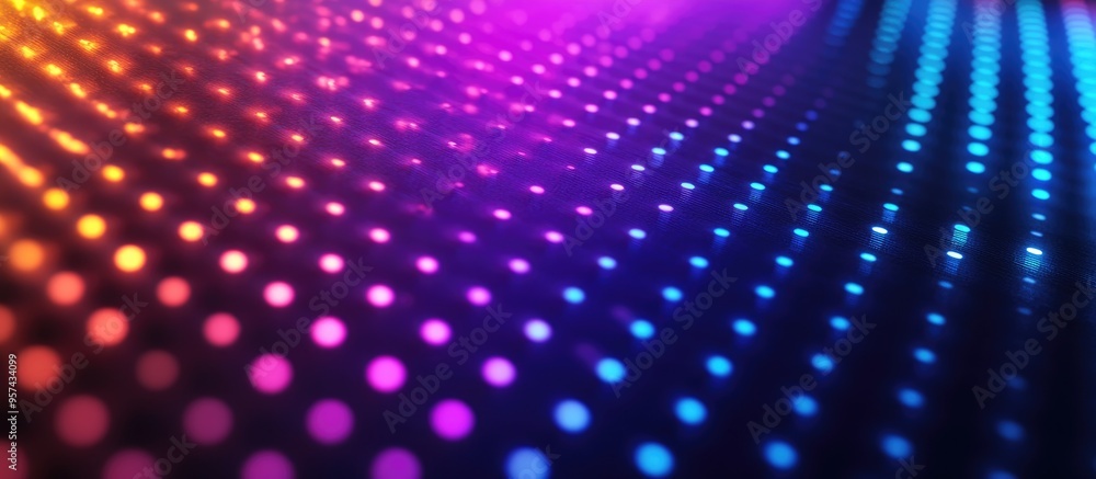 Close up of an LED panel light texture featuring a dot pattern Vibrant RGB colors create a dynamic background design with a digital display effect Close up of an LED panel light texture featuring a dot pattern Vibrant RGB colors create a dynamic background design with a digital display effect