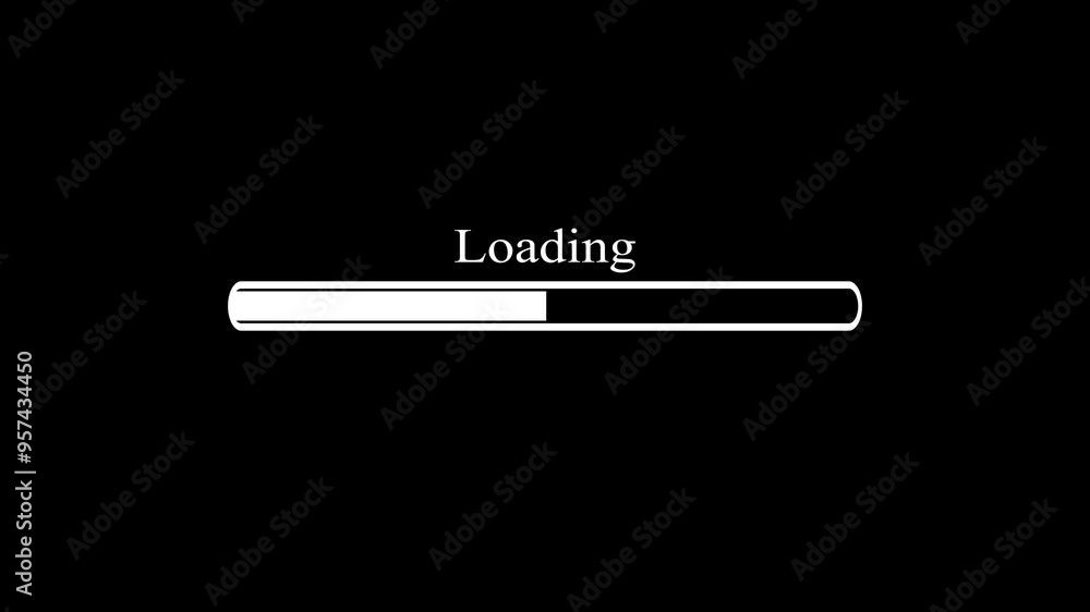 Animation of the loading bar icon. White color downloading concept on black background. Beautiful loading bar 0-100 percent animation Animation of the loading bar icon. White color downloading concept on black background. Beautiful loading bar 0-100 percent animation
