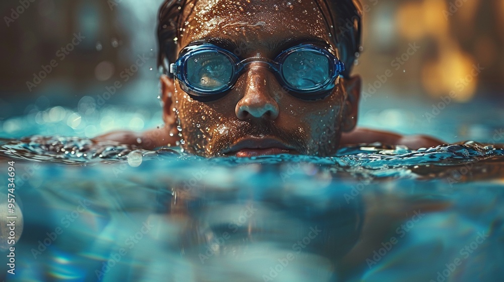 Dedicated Swimmer Training in Olympic-Sized Pool Dedicated Swimmer Training in Olympic-Sized Pool
