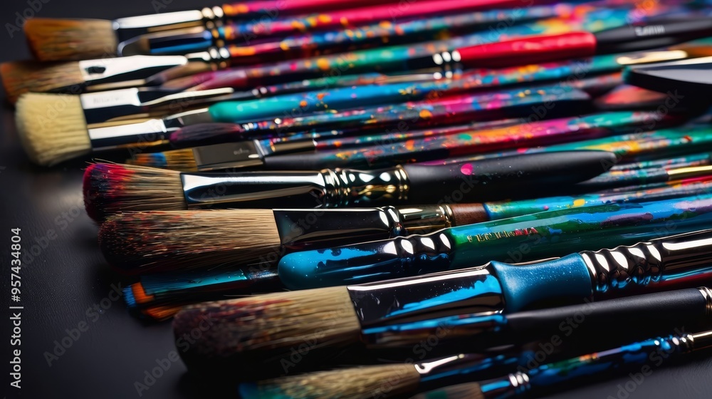 Group of Brushes on Table Group of Brushes on Table