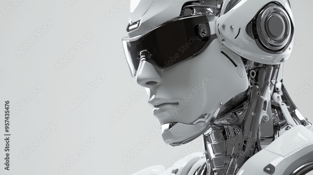Fototapeta premium Cyborg business boy designed for graphic design projects featuring a cybernetic alien in a clipping path ideal for 3D illustrations and creative artwork