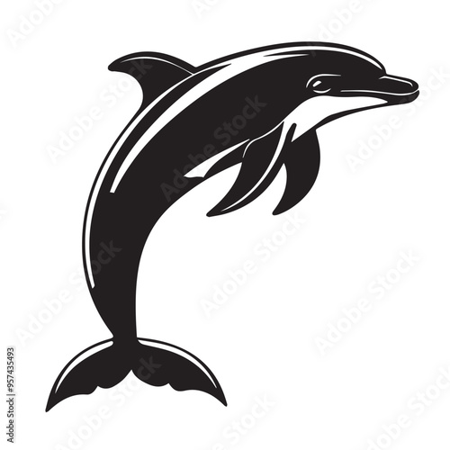 dolphin in cartoon, doodle style . Image for t-shirt, web, mobile apps and ui. Isolated 2d vector illustration in logo, icon, sketch style, Eps 10, black and white. AI Generative