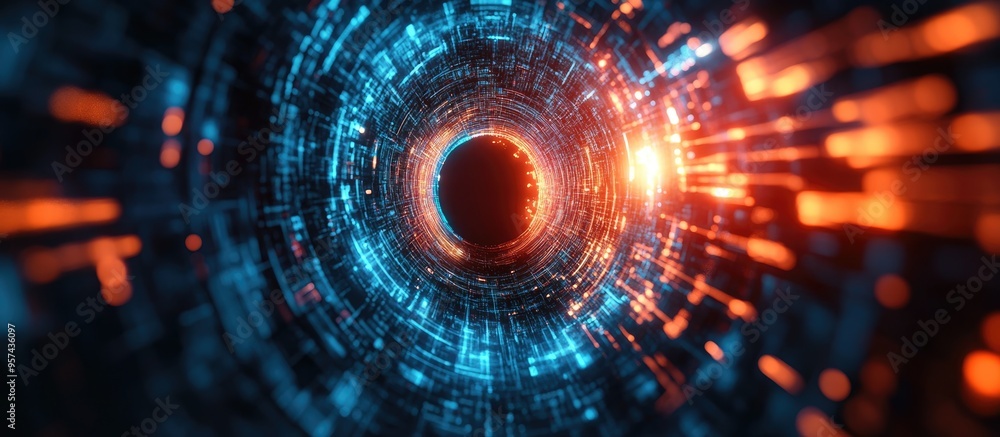 Abstract technological background featuring a keyhole design Abstract technological background featuring a keyhole design