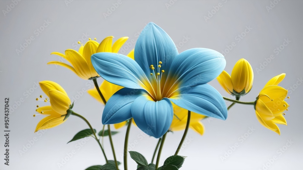 Vase Filled With Blue and Yellow Flowers Vase Filled With Blue and Yellow Flowers