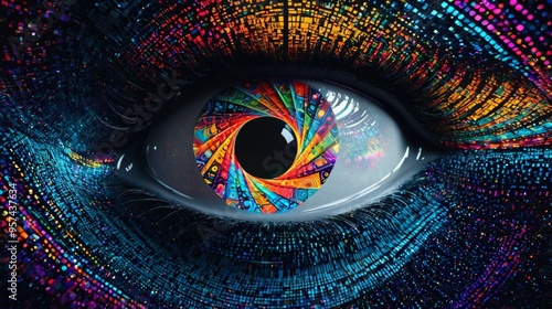 Vibrant Colorful Lines Close Up Eye