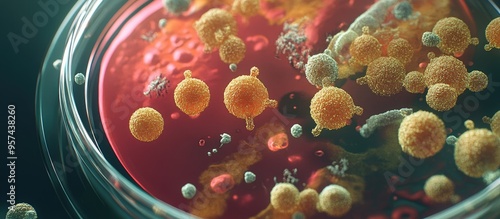 Agar plate teeming with microbes and microorganisms photo