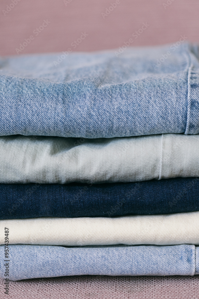 Folded jeans on a chair Folded jeans on a chair