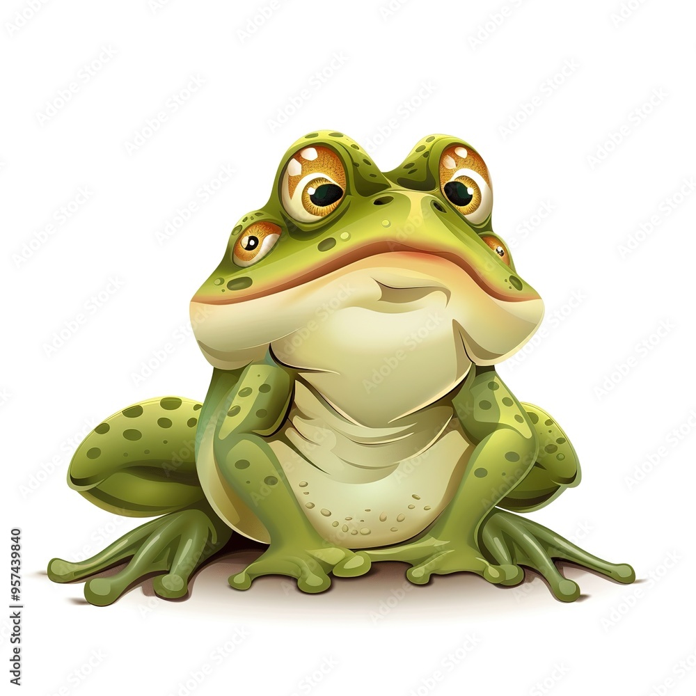 Fototapeta premium Frog Disgust emotion fantasy animal cartoon isolated whitebackground