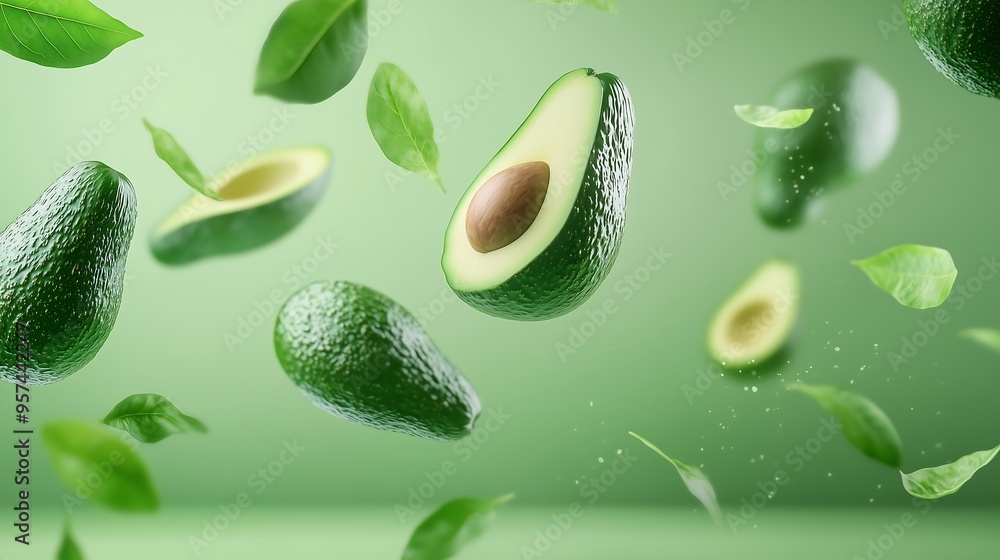 poster with flying avocado poster with flying avocado
