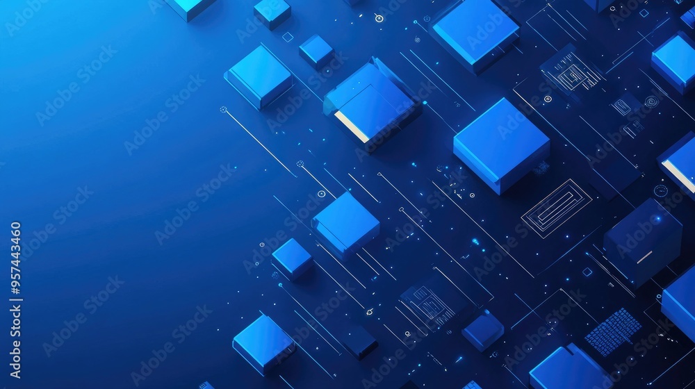 Dynamic blue banner with modern geometric shapes like squares, triangles, circles, and hexagons, creating a vibrant tech background Dynamic blue banner with modern geometric shapes like squares, triangles, circles, and hexagons, creating a vibrant tech background