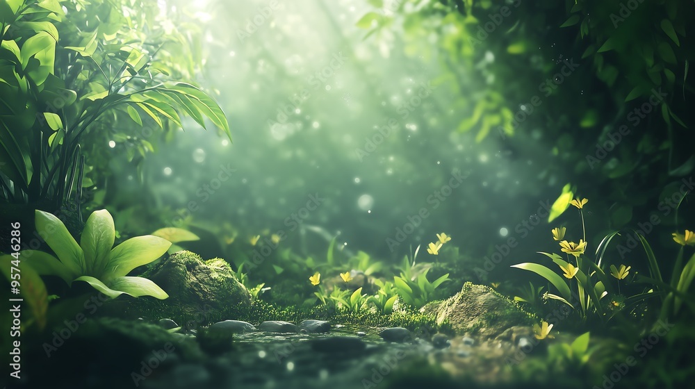 Fototapeta premium forest background with sun light