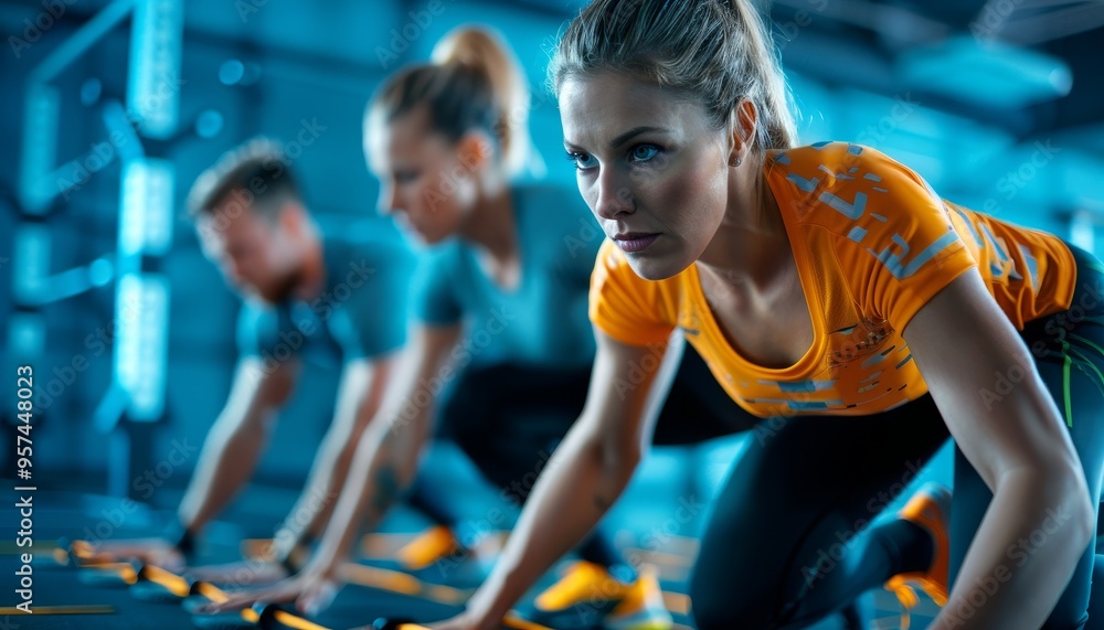 Young Woman Exercising in a Gym Young Woman Exercising in a Gym