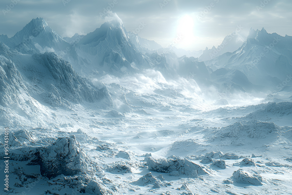 custom made wallpaper toronto digitalA mountain glacier retreating, with visible rock and debris exposed. Concept of glacial melting and the retreat of ice formations.