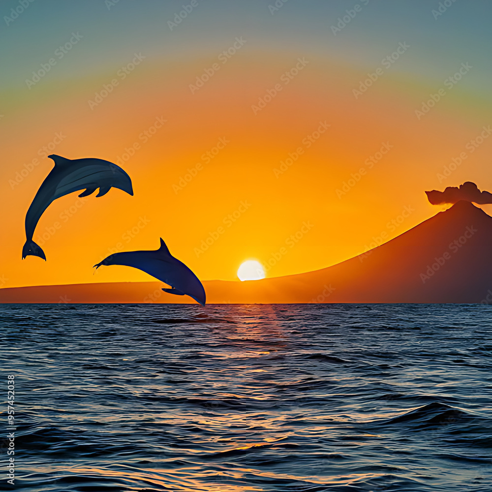 sunset with dolphins sunset with dolphins